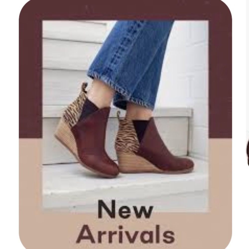NWOB TOMS Booties wedge Kelsey 6.5